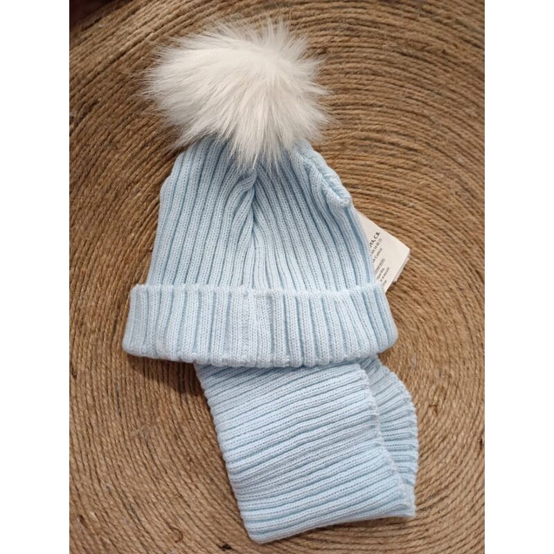 172 Cuello gorro pompón azul Moya. ROPA PARA BEBES ,PREMAMA Y COLEGIAL - DE 0 5 AÑOS INVIERNO GORROS BUFANDAS GUANTES