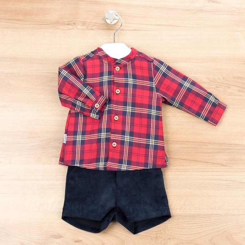 44347 Conjunto pantalón corto + camisa cuello mao Bilbao rojo Babidu. ROPA PARA BEBES ,PREMAMA Y COLEGIAL - DE 0 5 AÑOS INVIERNO