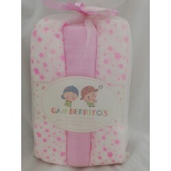 PACK DE TRES MUSELINAS 80*80 9274 GAMBERRINOS. COCHECITOS-CARRICOCHES PARA BEBE SACOS Y TEXTILES MUSELINAS GASAS . Color Rosa. 