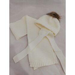 Conjunto Gorro 18 -36 MESES tapaorejas Bufanda "MORNING STAR" Pompom Artificial COD. GB10 AC ILUSION. ROPA PARA BEBES - DE 0 5 