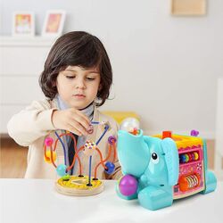 CUBO ELEFANTE TB120384 ACTIVIDADES 5 EN 1 TOCTOYS. JUGUETES PARA BEBE . Color Azul. 