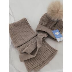 Conjunto Gorro 18-36 MESES  tapa orejas+Bufanda "COUNTRY SENSATIONS" Pompom GRAN LONGITUD COD. GB11H. ROPA PARA BEBES - DE 0 5 