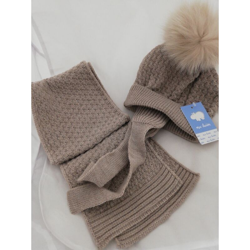 Conjunto Gorro 18-36 MESES  tapa orejas+Bufanda "COUNTRY SENSATIONS" Pompom GRAN LONGITUD COD. GB11H. ROPA PARA BEBES - DE 0 5 