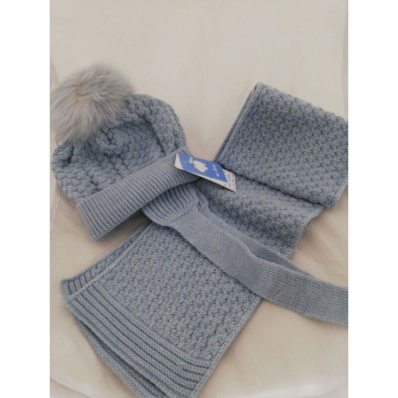 Conjunto Gorro 3-18 MESES tapa orejas+Bufanda "COUNTRY SENSATIONS" Pompom GRAN LONGITUD COD. GB11H. ROPA PARA BEBES - DE 0 5 AÑ