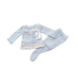 Traje 2 Piezas DULCE ITACA Tira bordada COD. 8419  MAC ILUSION. ROPA PARA BEBES - DE 0 5 AÑOS INFANTIL VERANO . Color NUBE. TAL