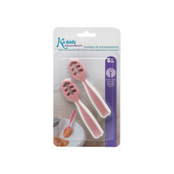 3587 2 PRECUCHARAS ROSA PARA BEBÉ KIOKIDS. PUERICULTURA Y COMPLEMENTOS PARA BEBES - COMIDA VAJILLAS CUBIERTOS . Color Rosa. 