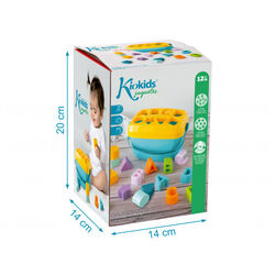 3217 CUBO JUGUETE CON FORMAS ENCAJABLES KIOKIDS. JUGUETES PARA BEBE . Color Azul. 