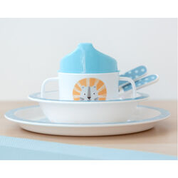 3228 VAJILLA INFANTIL PARA BEBÉ LEÓN KIOKIDS. PUERICULTURA Y COMPLEMENTOS PARA BEBES - COMIDA VAJILLAS CUBIERTOS . Color Azul. 