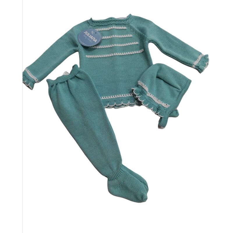 J5040 CONJUNTO POLAINA 3P LISO CANESU RAYADO JULIANA. ROPA PARA BEBES - DE 0 5 AÑOS INFANTIL VERANO . TALLAS 0 Meses . 