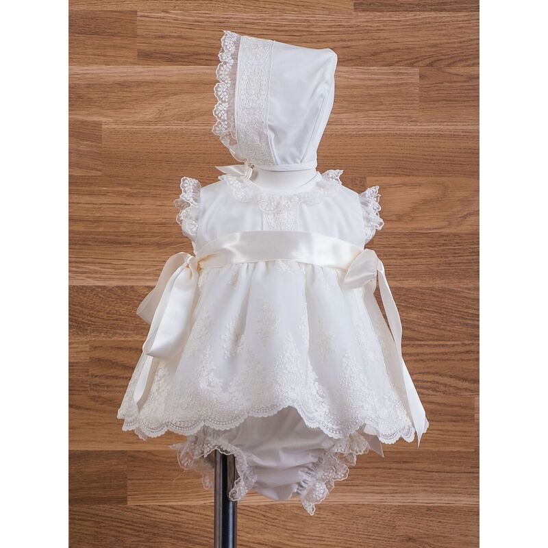 JESUSITO 13669 TUL BORDADO CON CAPOTA MIKAMAMA. ROPA PARA BEBES ,PREMAMA Y COLEGIAL - BAUTIZO . TALLAS 3 meses. 