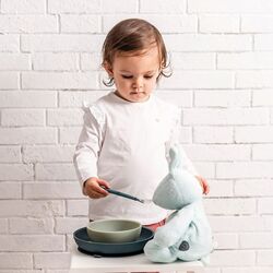 NA876803 SILICON DINNER SET 3PCS+BABERO GREEN NATTOU. PUERICULTURA Y COMPLEMENTOS PARA BEBES - COMIDA VAJILLAS CUBIERTOS . Colo