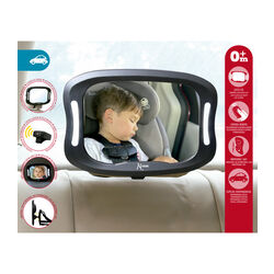 2508 ESPEJO RETROVISOR PARA CONTRAMARCHA CON LED Y CONTROL REMOTO KIOKIDS. SILLAS DE AUTO PARA BEBE - Accesorios . Color Negro. 