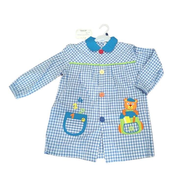 93 MANDILON AZUL OSO GARVEL. ROPA PARA BEBES - COLEGIO ,MANDILONES, MOCHILAS CON BOTONES . TALLAS 2 años. 
