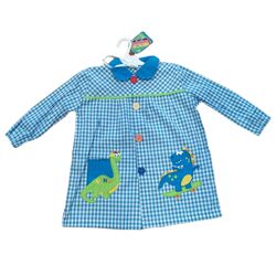 92 MANDILON DINOSAURIO AZUL GARVEL. ROPA PARA BEBES ,PREMAMA Y COLEGIAL - COLEGIO ,MANDILONES, MOCHILAS CON BOTONES . TALLAS 4