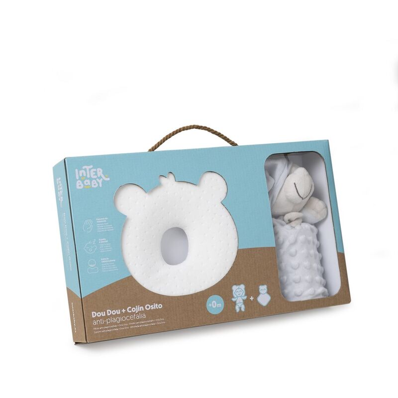 SET27-01 SET COJIN ANTIPLAGOCELAFIA+DOU DOU INTERBABY. MOBILIARIO Y DECORACION PARA BEBE - ROPA CUNA MINICUNA . Color GRIS . 