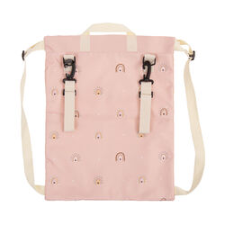 46851121 Bolsa/Mochila merienda Happy days BIMBIDREAMS. ROPA PARA BEBES - COLEGIO ,MANDILONES, MOCHILAS ACCESORIOS . Color Rosa.