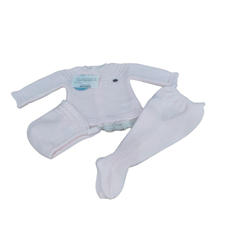 J6047 CONJUNTO POLAINA 3 PZ LIN TACHON BODOQUES JULIANA. ROPA PARA BEBES - DE 0 5 AÑOS INVIERNO . TALLAS 1M. 