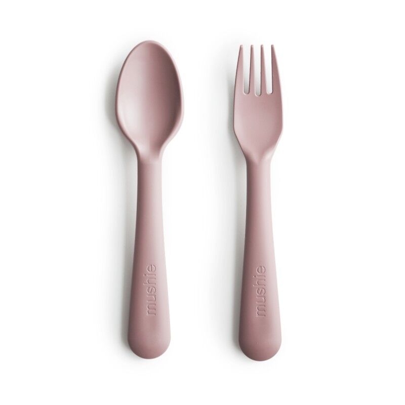 47892 PACK TENEDOR Y CUCHARA SOLID BLUSH 15.5x2.5 CM MUSHIE. PUERICULTURA Y COMPLEMENTOS PARA BEBES - COMIDA VAJILLAS CUBIERTOS