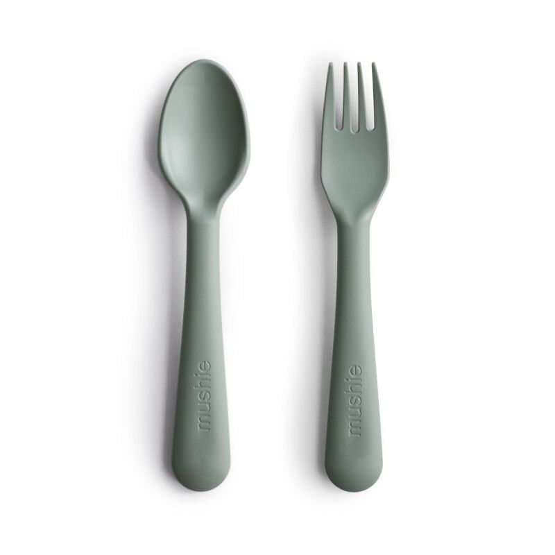 47894 PACK TENEDOR Y CUCHARA SOLID SAGE 15.5x2.5 CM MUSHIE. PUERICULTURA Y COMPLEMENTOS PARA BEBES - COMIDA VAJILLAS CUBIERTOS .
