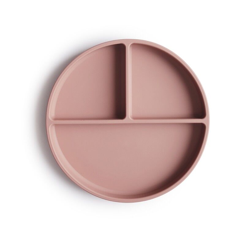 47937 PLATO VENTOSA-COMPARTIMENTOS SOLID BLUSH 18x18x2 CM MUSHIE. PUERICULTURA Y COMPLEMENTOS PARA BEBES - COMIDA VAJILLAS