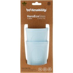 PACK DE DOS VASOS  HEROECOGLASS HEROBILITY. PUERICULTURA Y COMPLEMENTOS PARA BEBES - COMIDA VASOS TAZAS . Color Azul. 