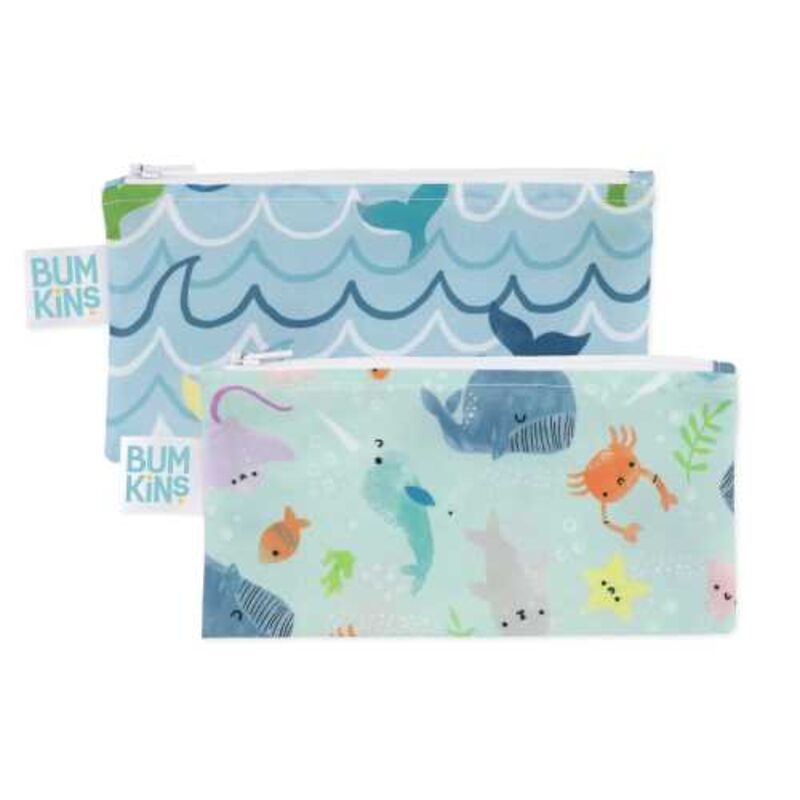 BUMKINS063 PACK 2 BOLSAS MINI SNACK BUMKINS OCEAN 18x9cm BTBOX. PUERICULTURA Y COMPLEMENTOS PARA BEBES - COMIDA TERMOS