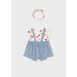 1606  Pelele peto con diadema apricot Mayoral. ROPA PARA BEBES ,PREMAMA Y COLEGIAL - DE 0 5 AÑOS INFANTIL VERANO NIÑA Conjuntos