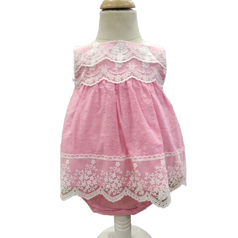 31002 JESUSIN ROSA PUNTILLA LOR MIRAL. ROPA PARA BEBES ,PREMAMA Y COLEGIAL - DE 0 5 AÑOS INFANTIL VERANO NIÑA Vestidos . TALLAS