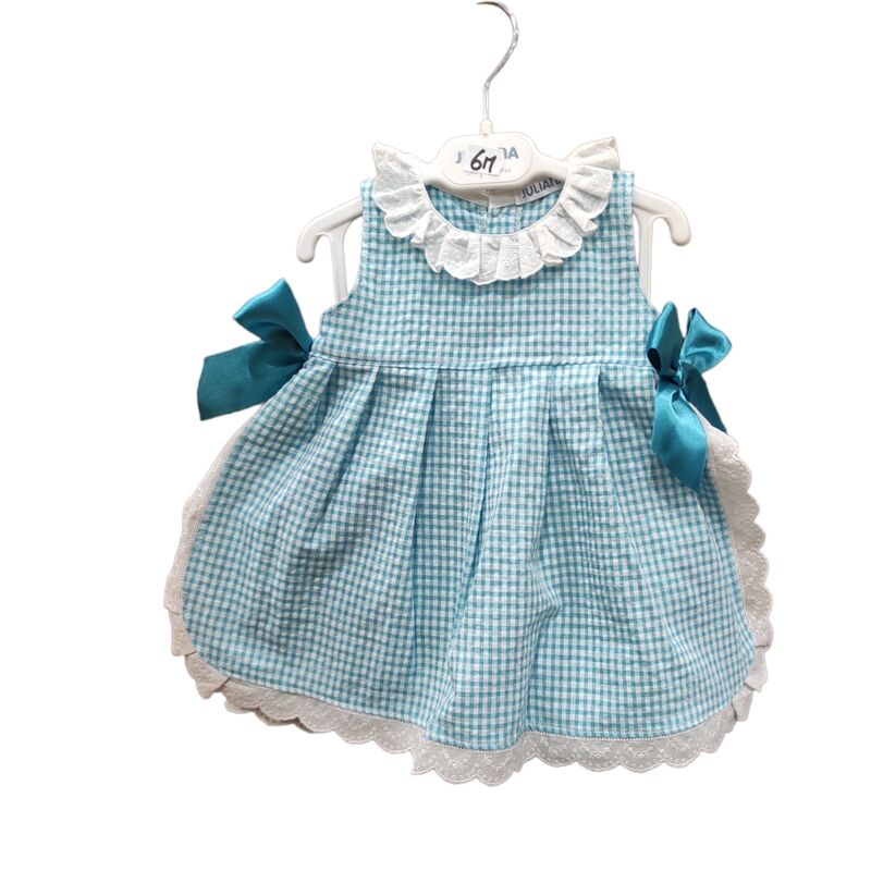 J7124 VESTIDO CON BRAGA PUNTILLA TELA  JULIANA. ROPA PARA BEBES ,PREMAMA Y COLEGIAL - DE 0 5 AÑOS INFANTIL VERANO NIÑA Vestidos