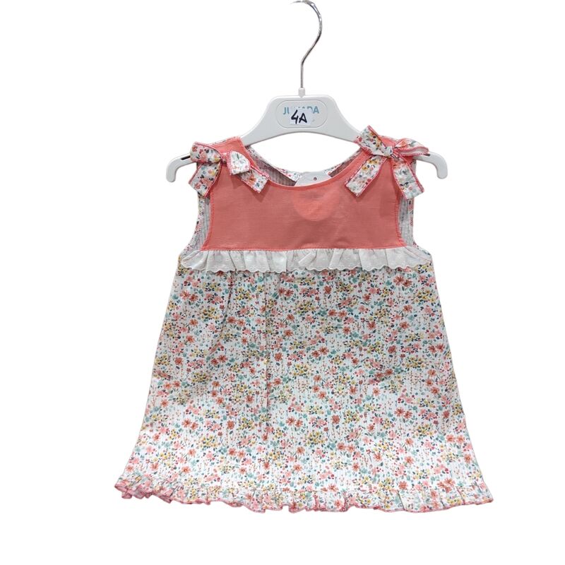 J7132 VESTIDO ENTERIZO TELA FLORECITAS  JULIANA. ROPA PARA BEBES ,PREMAMA Y COLEGIAL - DE 0 5 AÑOS INFANTIL VERANO NIÑA Vestidos