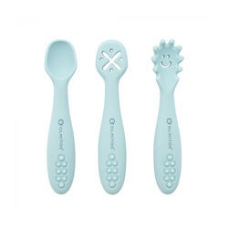 SET CUBIERTOS DE APRENDIZAJE OLMITOS. PUERICULTURA Y COMPLEMENTOS PARA BEBES - COMIDA VAJILLAS CUBIERTOS . Color Azul. 