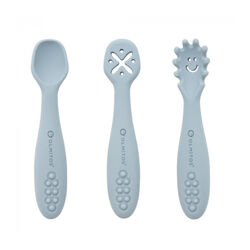 SET CUBIERTOS DE APRENDIZAJE OLMITOS. PUERICULTURA Y COMPLEMENTOS PARA BEBES - COMIDA VAJILLAS CUBIERTOS . Color GRIS . 