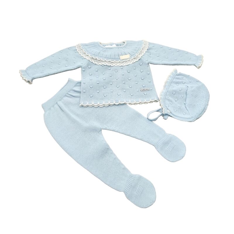 80300 CONJUNTO DE 3 PZ AZUL VISI. ROPA PARA BEBES ,PREMAMA Y COLEGIAL - DE 0 5 AÑOS INFANTIL VERANO Conjuntos Punto . TALLAS 0