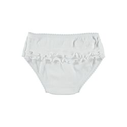 2143 BRAGUITA NIÑA VOLANTE PUNTO BABIDU. ROPA PARA BEBES ,PREMAMA Y COLEGIAL - DE 0 5 AÑOS INTERIOR Bragas . Color Blanco.