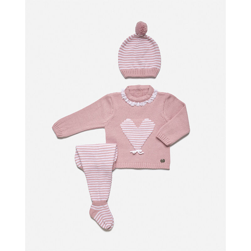 J8063 Conjunto polaina 3P corazón Juliana. ROPA PARA BEBES ,PREMAMA Y COLEGIAL - DE 0 5 AÑOS INVIERNO NIÑA Conjuntos Punto .