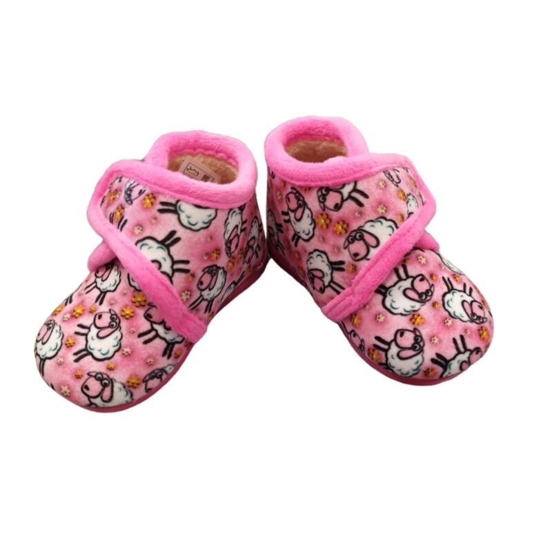 221 ZAPATILLA ROSA OVEJAS MOTESA. ZAPATOS PARA BEBE - ZAPATILLAS . CALZADO 19. 