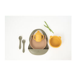 0095 VAJILLA 7 PZAS SILICONA GREEN OLMITOS. PUERICULTURA Y COMPLEMENTOS PARA BEBES - COMIDA VAJILLAS CUBIERTOS VASOS TAZAS .