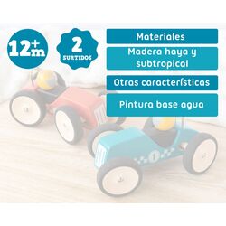 3134 KIOKIDS JUGUETE COCHE EN MADERA. JUGUETES PARA BEBE - PRIMEROS APILABLES Y ENCAJABLES DE MADERA . Color Rojo. 