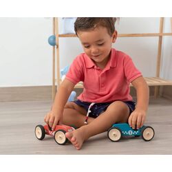 3134 KIOKIDS JUGUETE COCHE EN MADERA. JUGUETES PARA BEBE - PRIMEROS APILABLES Y ENCAJABLES DE MADERA . Color Rojo. 