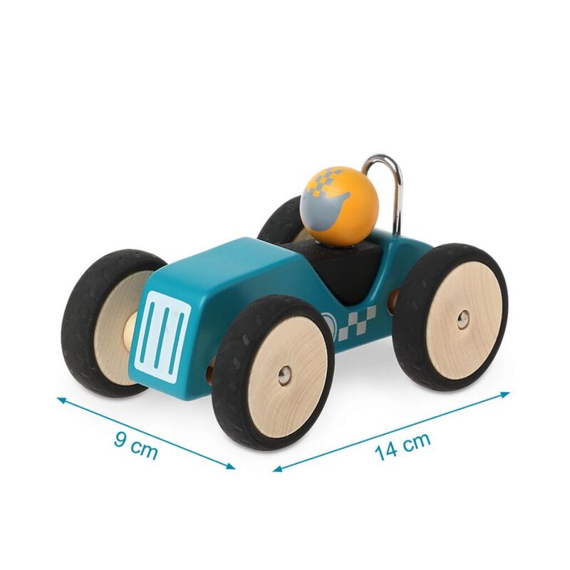3134 KIOKIDS JUGUETE COCHE EN MADERA. JUGUETES PARA BEBE - PRIMEROS APILABLES Y ENCAJABLES DE MADERA . Color Azul. 