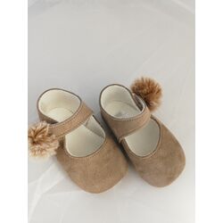 PEUCA 7519 MERCEDITA TAUPE  ANTE POM POM CUQUITO. ZAPATOS PARA BEBE - CALZADO Peuca de Niña invierno ,Bota ,Botas con pelo