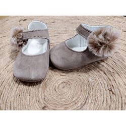 PEUCA 7519 MERCEDITA TAUPE  ANTE POM POM CUQUITO. ZAPATOS PARA BEBE - CALZADO Peuca de Niña invierno ,Bota ,Botas con pelo