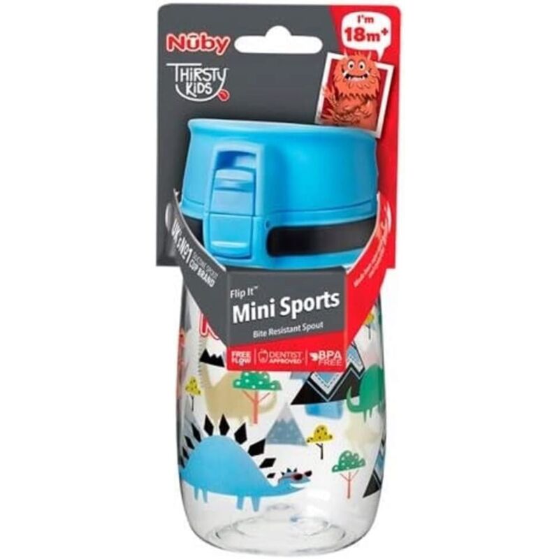 99706 TAZA POWER FLIP MINI SPORTS 18M 300ML NUBY. PUERICULTURA Y COMPLEMENTOS PARA BEBES - COMIDA VASOS TAZAS . Color Azul. 