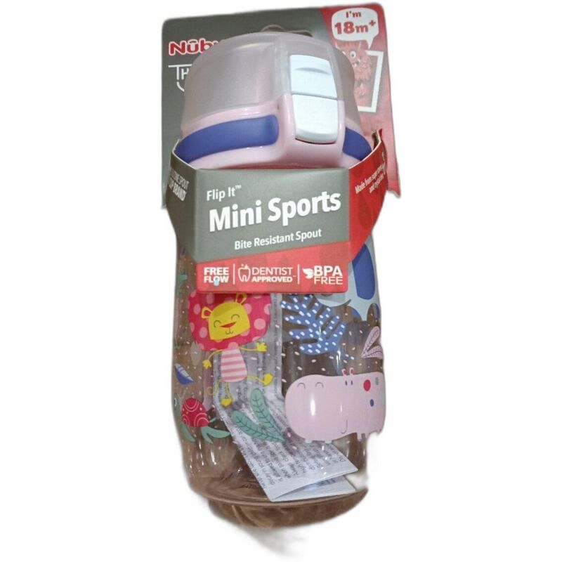 99706 TAZA POWER FLIP MINI SPORTS 18M 300ML NUBY. PUERICULTURA Y COMPLEMENTOS PARA BEBES - COMIDA VASOS TAZAS . Color Rosa. 