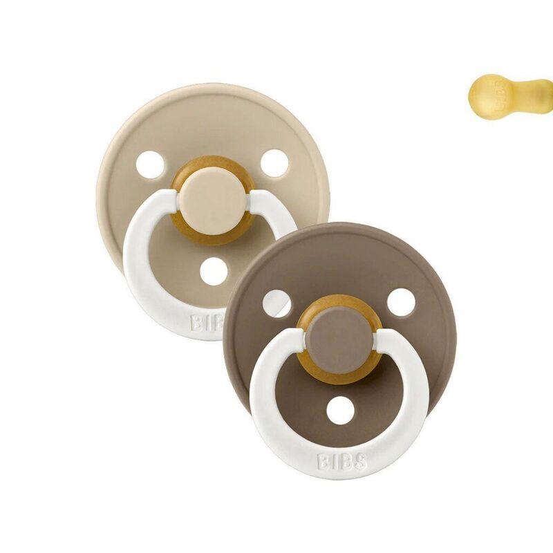 2 Chupetes Nocturnos BIBS Colour Round Vainilla/Dark Oak 0-6 M  BIBS. PUERICULTURA Y COMPLEMENTOS PARA BEBES - PORTEO LACTANCIA