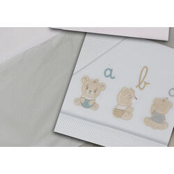Conjunto Edredón + Chichonera Gris GAMBERRITOS 10689 Ositos ABC. MOBILIARIO Y DECORACION PARA BEBE - CUNAS ROPA MINICUNA