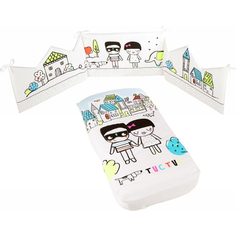 EDREDÓN + PROTECTOR CUNA 120x60 PEOPLE 07523 TUC TUC. MOBILIARIO Y DECORACION PARA BEBE - ROPA CUNA MINICUNA EDREDONES