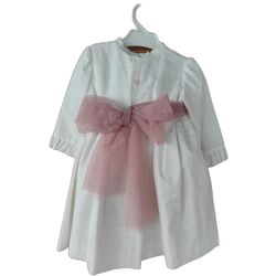 30321 Vestido de lino con lazo de tul Mikamama. ROPA PARA BEBES ,PREMAMA Y COLEGIAL - BAUTIZO Vestidos DE 0 5 AÑOS . TALLAS 2