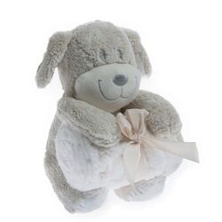 10861 Manta con muñeco perro de 80x110 gamberritos. JUGUETES PARA BEBE - PRIMEROS PELUCHES Y MUÑECOS COCHECITOS-CARRICOCHES
