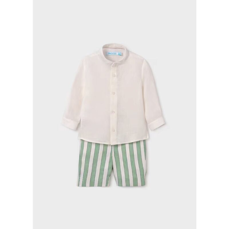 15254    Conjunto Camisa Bermuda Rayas Lino Niño Abel y Lula. ROPA PARA BEBES ,PREMAMA Y COLEGIAL - DE 0 5 AÑOS INFANTIL VERANO